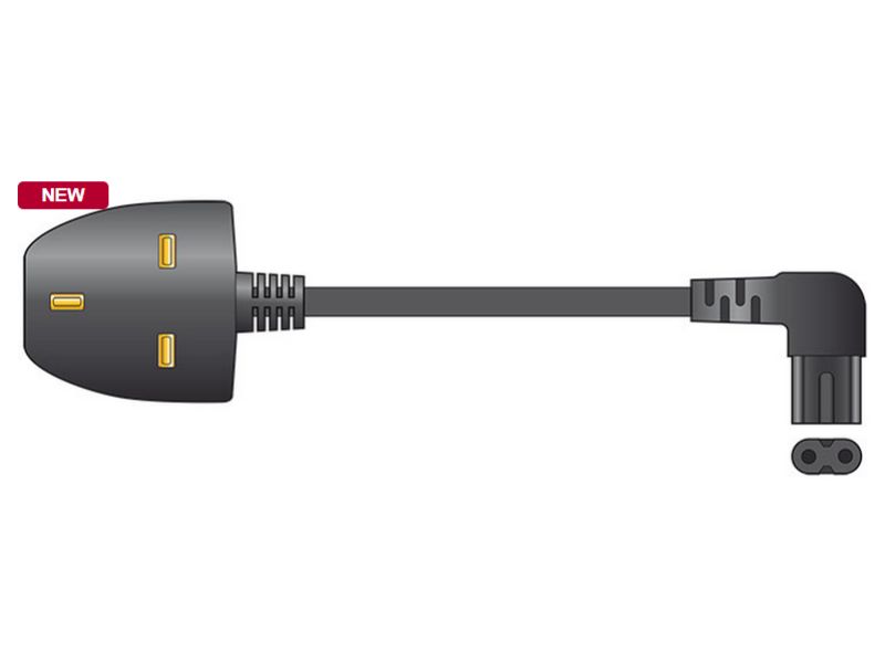 5m UK Mains 3A Plug to 90° C7 (Figure 8)