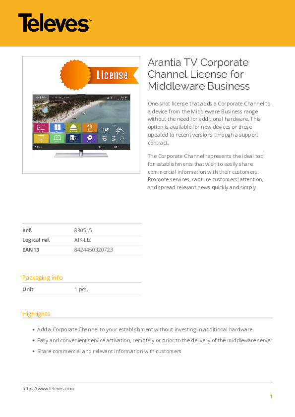 ARANTIA Corporate Channel License