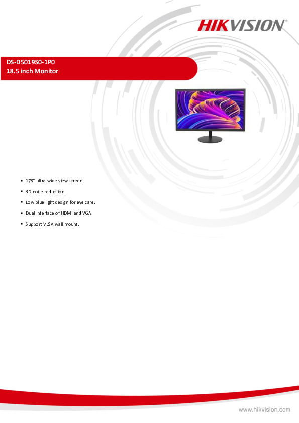 HIKVISION 18.5" HD Borderless Monitor