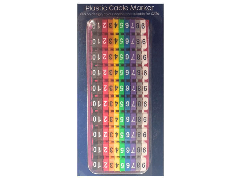 (10x10) 6mm Cable Marker Clips NUMBERS 0-9