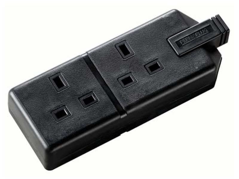 Rewireable UK AC Mains Double Socket BLACK