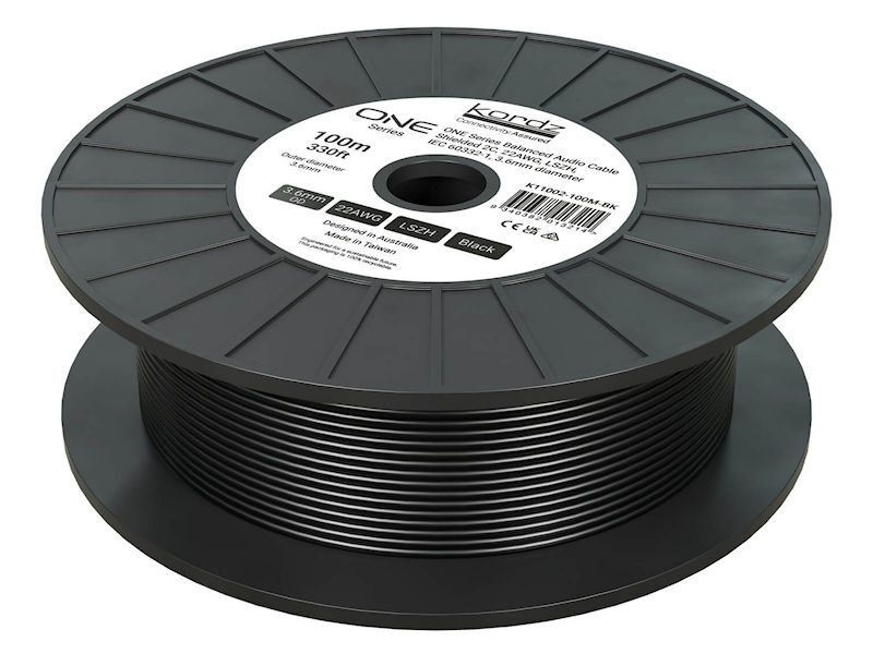 100m KORDZ ONE Balanced Audio Cable BLACK